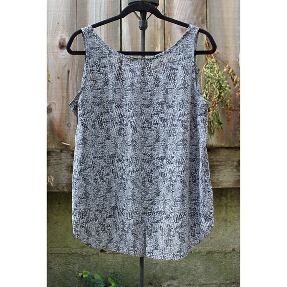 Eileen Fisher - Silk Crepe de Chine Roadster Print Tank, Black, Med - Picture 6 of 9
